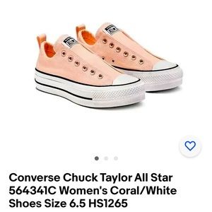 Converse Chuck Taylor All Star 564341C Women's Coral/White Shoes Size 6.5 HS1265
